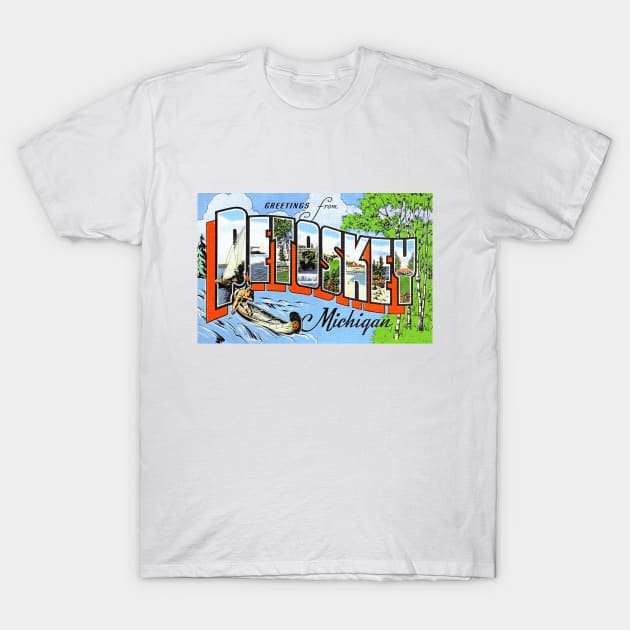 Greetings from Petoskey, Michigan - Vintage Large Letter Postcard T-Shirt by Naves